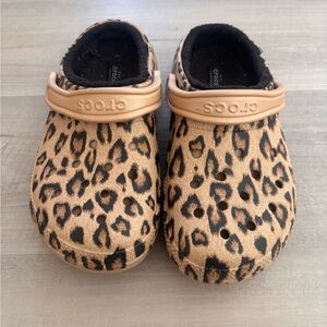 Cheetah fur lined crocs
